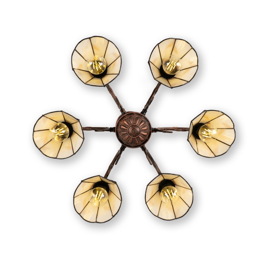 Brilagi - plafonnier en vitrail de style Tiffany FOLIA 6xE27/60W/230V Ø 60 cm