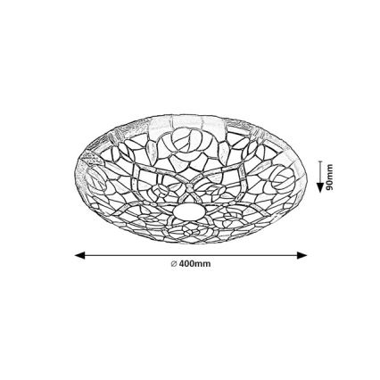 Brilagi - Plafonnier en vitrail de style Tiffany GARLAN 2xE27/60W/230V