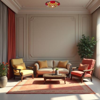 Brilagi - Plafonnier en vitrail de style Tiffany GARLAN 2xE27/60W/230V