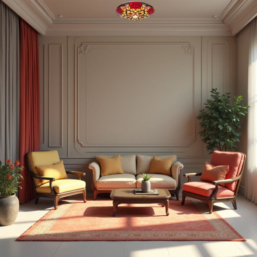 Brilagi - Plafonnier en vitrail de style Tiffany GARLAN 2xE27/60W/230V