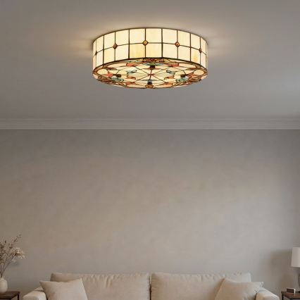 Brilagi - Plafonnier en vitrail de style Tiffany MIRABELLA 3xE27/60W/230V Ø 40 cm