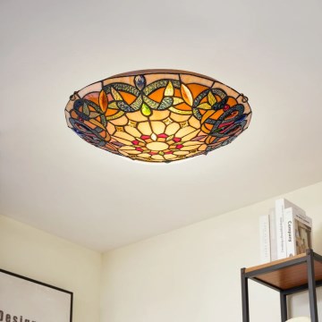 Brilagi - Plafonnier en vitrail style Tiffany LUISA 2xE27/60W/230V Ø 40 cm