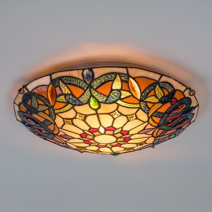 Brilagi - Plafonnier en vitrail style Tiffany LUISA 2xE27/60W/230V Ø 40 cm
