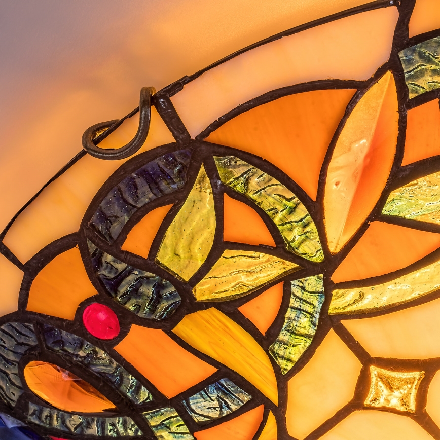 Brilagi - Plafonnier en vitrail style Tiffany LUISA 2xE27/60W/230V Ø 40 cm