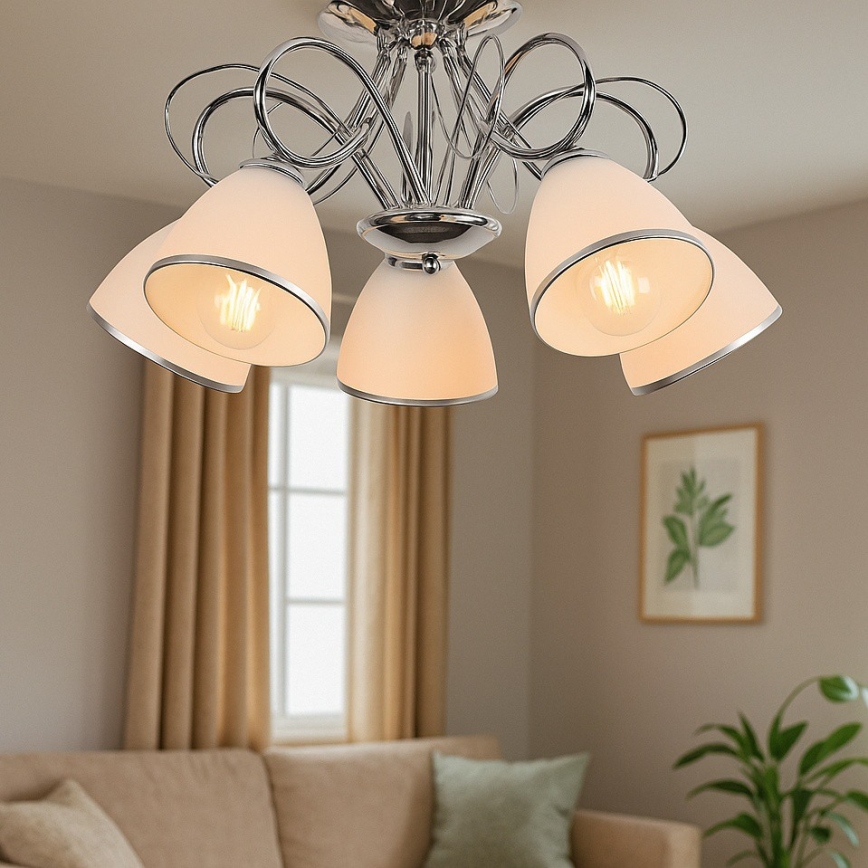 Brilagi - Plafonnier FRED 5xE27/60W/230V Ø59 cm chrome brillant