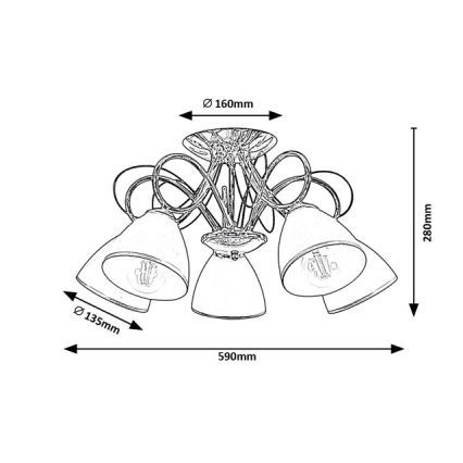 Brilagi - Plafonnier FRED 5xE27/60W/230V Ø59 cm chrome brillant