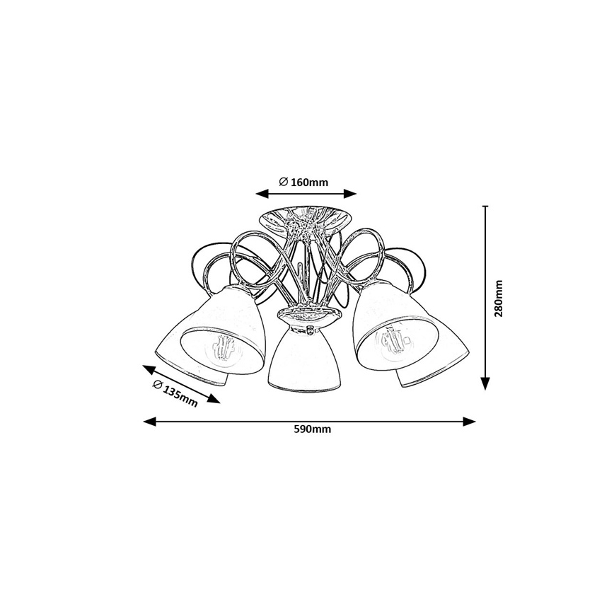 Brilagi - Plafonnier FRED 5xE27/60W/230V Ø59 cm chrome brillant