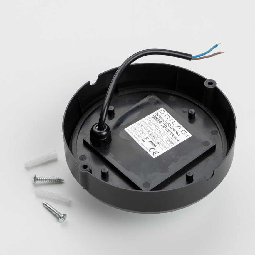 Brilagi - Plafonnier industriel LED SIMA LED/12W/230V IP65 noir