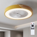 Brilagi - Plafonnier LED à intensité variable avec ventilateur LED/38W/230V 3000-6500K Ø 50 cm doré/chêne + télécommande