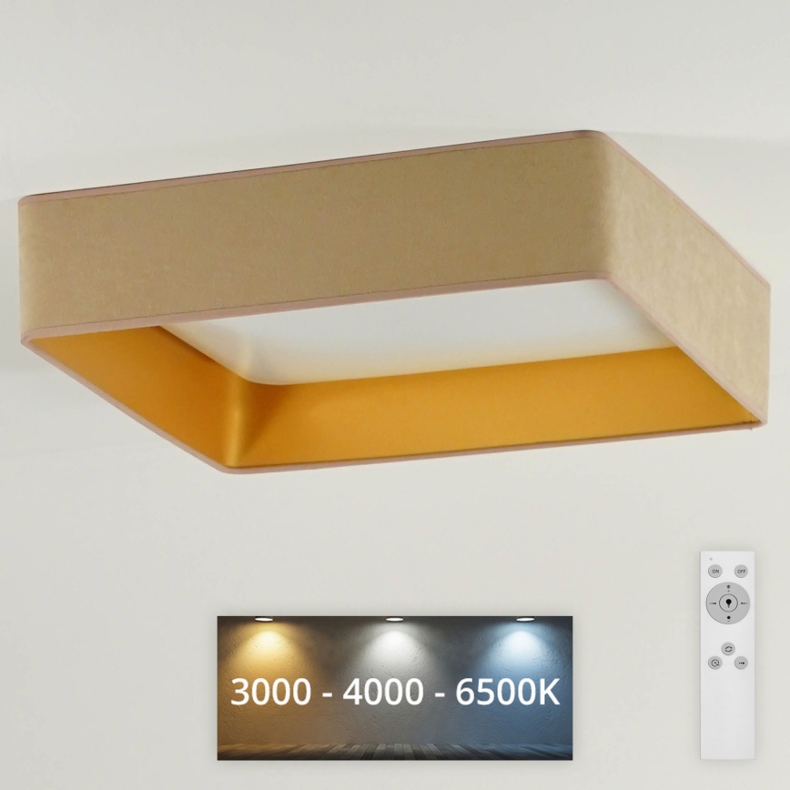 Brilagi - Plafonnier LED à intensité variable VELVET SQUARE LED/24W/230V 43x43 cm 3000/4000/6500K + télécommande beige