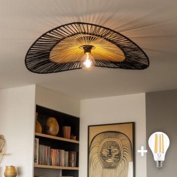 Brilagi - Plafonnier LED à montage en surface CERIA BOHO 1xE27/40W/230V Ø 80 cm noir/marron
