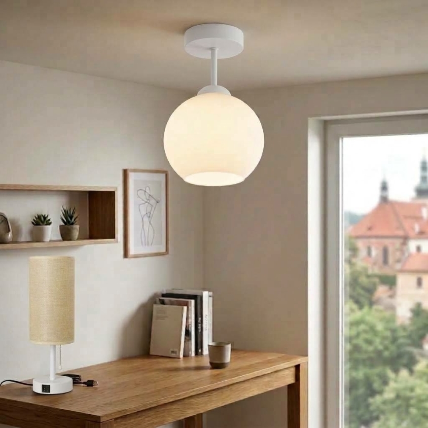 BRILAGI - Plafonnier LED à montage en surface RETRO GLASS 1xE27/60W/230V Ø 15 cm blanc