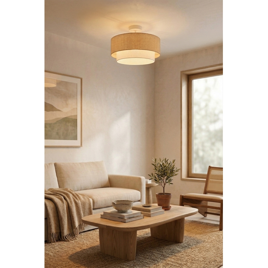 Brilagi - Plafonnier LED affleurant BOHO ECO 1xE27/10W/230V Ø 40 cm beige/crème