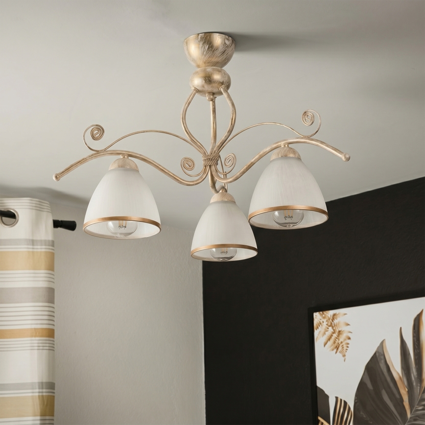 Brilagi - plafonnier LED ANTICO 3xE27/60W/230V patine blanche