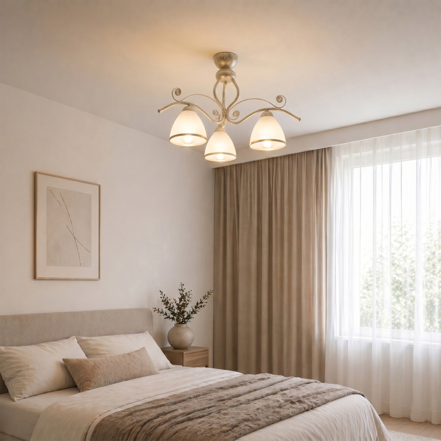 Brilagi - plafonnier LED ANTICO 3xE27/60W/230V patine blanche