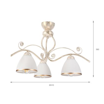 Brilagi - plafonnier LED ANTICO 3xE27/60W/230V patine blanche