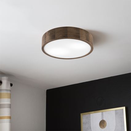 Brilagi - Plafonnier LED CARVALHO 2xE27/15W/230V chêne/noyer Ø 37 cm