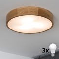 Brilagi - Plafonnier LED CARVALHO 3xE27/60W/230V chêne d. 47,5 cm