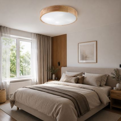 Brilagi - Plafonnier LED CARVALHO MODERN, 4x E27 (max. 60 W) / 230 V, finition chêne, Ø 57,5 cm