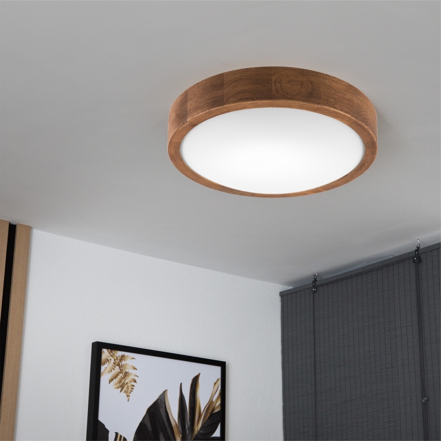 Brilagi - Plafonnier LED CARVALHO SLIM 1xE27/15W/230V chêne cerisier Ø 27 cm