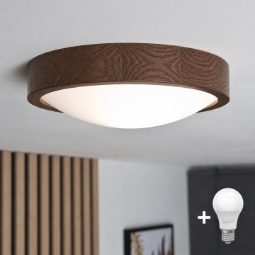 Brilagi - plafonnier LED CARVALHO SLIM 1xE27/15W/230V chêne/noyer Ø 27 cm