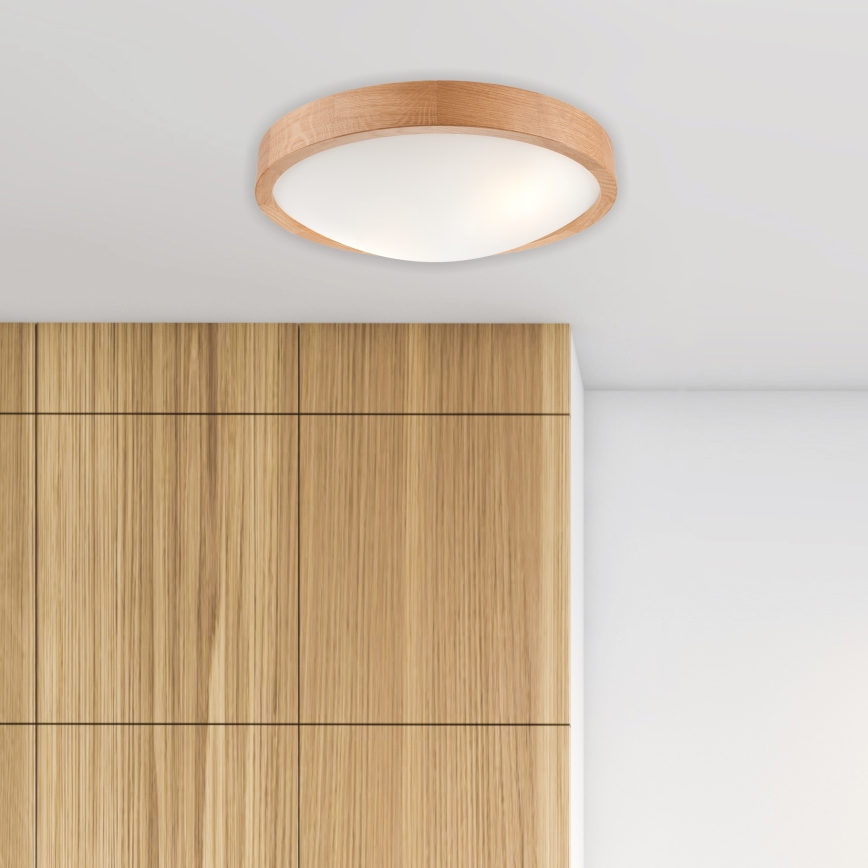 Brilagi - Plafonnier LED CARVALHO SLIM 2xE27/15W/230V chêne Ø 37 cm