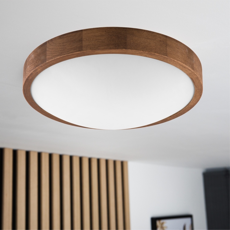 Brilagi - Plafonnier LED CARVALHO SLIM 2xE27/15W/230V finition chêne/cerisier Ø 37 cm