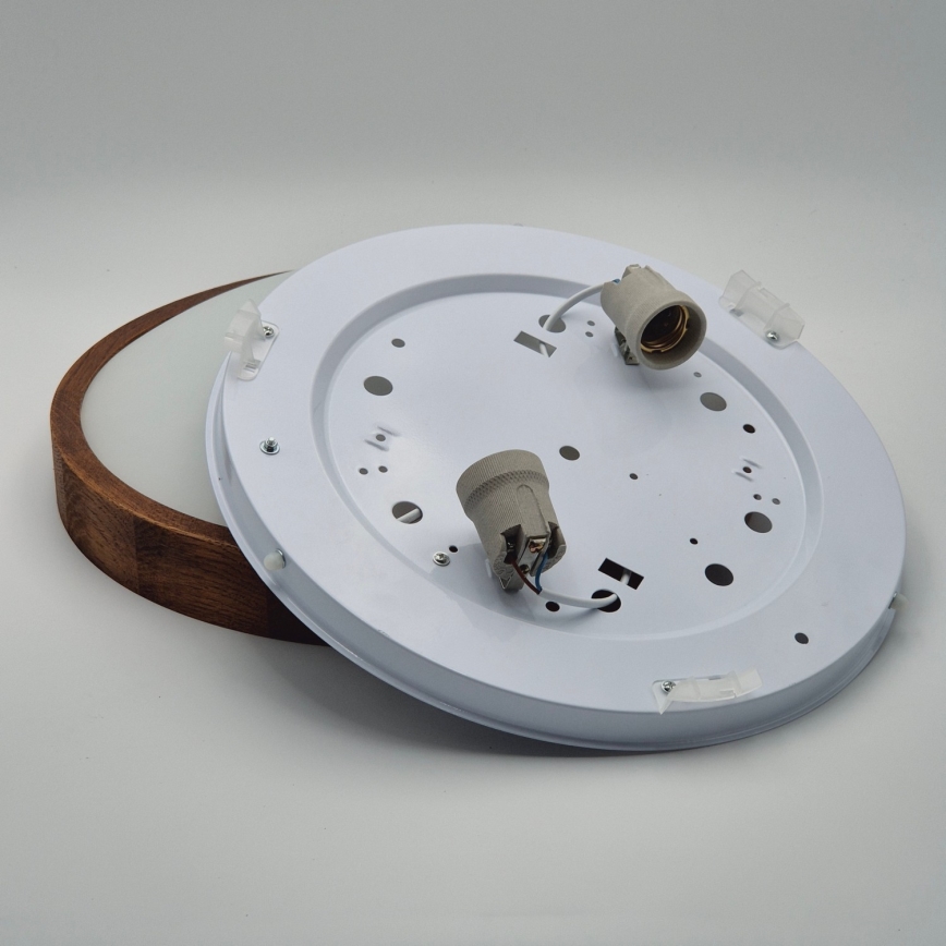 Brilagi - Plafonnier LED CARVALHO SLIM 2xE27/15W/230V finition chêne/cerisier Ø 37 cm