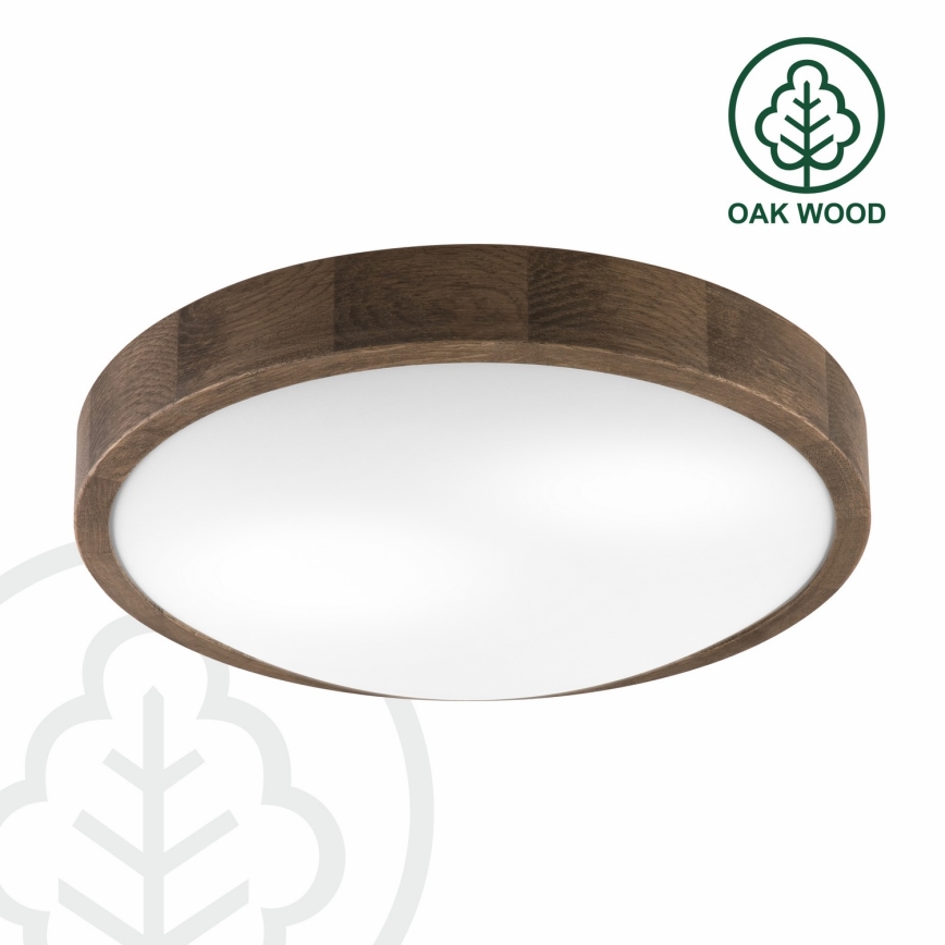 Brilagi - Plafonnier LED CARVALHO SLIM 2xE27/15W/230V, finition chêne/noyer, Ø 37 cm