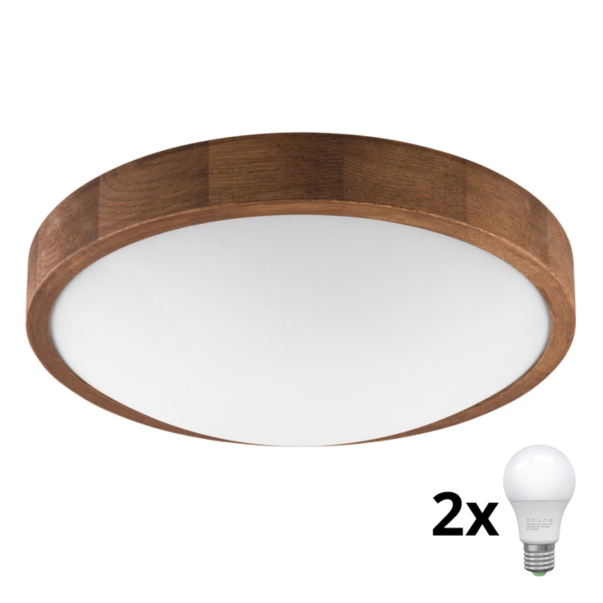 Brilagi - Plafonnier LED CARVALHO SLIM 2xE27/60W/230V chêne cerise d. 37 cm