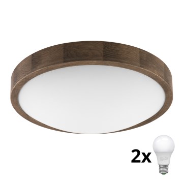 Brilagi - Plafonnier LED CARVALHO SLIM 2xE27/60W/230V chêne noyer d. 37 cm
