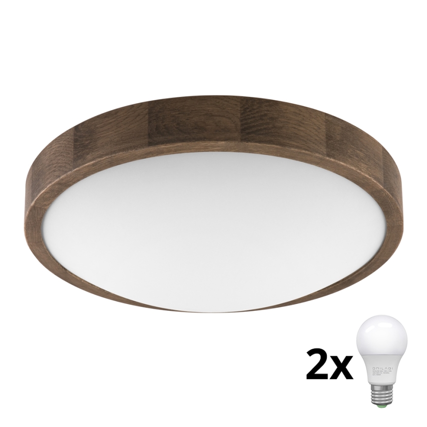 Brilagi - Plafonnier LED CARVALHO SLIM 2xE27/60W/230V chêne noyer d. 37 cm