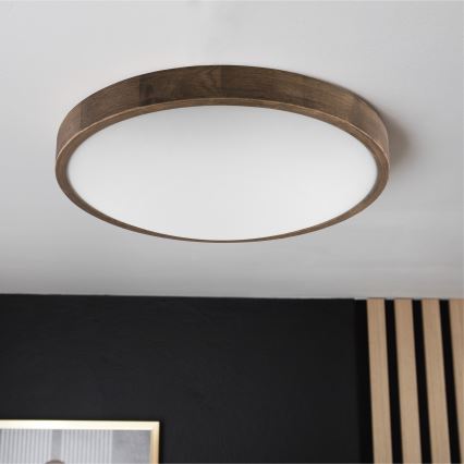 Brilagi - Plafonnier LED CARVALHO SLIM 3xE27/15W/230V chêne/noyer Ø 47 cm