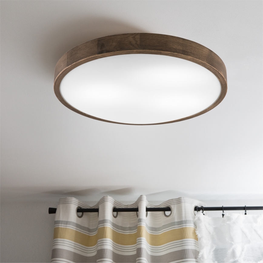 Brilagi - Plafonnier LED CARVALHO SLIM 3xE27/15W/230V chêne/noyer Ø 47 cm
