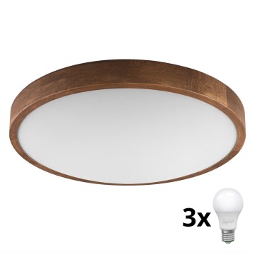 Brilagi - Plafonnier LED CARVALHO SLIM 3xE27/60W/230V chêne cerise d. 47 cm