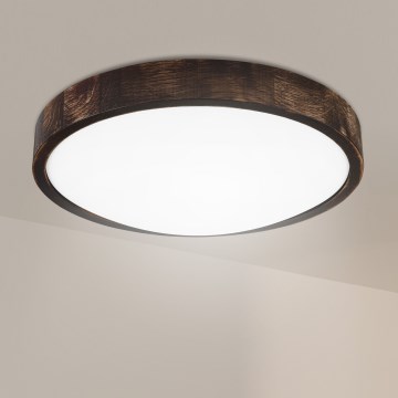 Brilagi - Plafonnier LED CARVALHO SLIM SMOKEY LED/36W/230V chêne Ø 37,5 cm