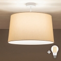Brilagi - Plafonnier LED CERIA 1xE27/60W/230V Ø 45 cm blanc/beige