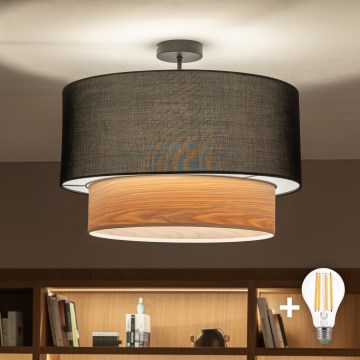 Brilagi - Plafonnier LED CERIA 1xE27/60W/230V Ø 50 cm noir/beige