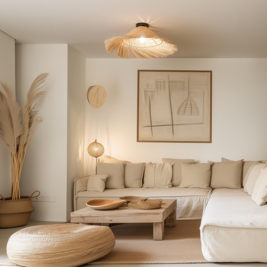 Brilagi - Plafonnier LED CERIA BOHO 1xE27/40W/230V diam. 100 cm en rotin