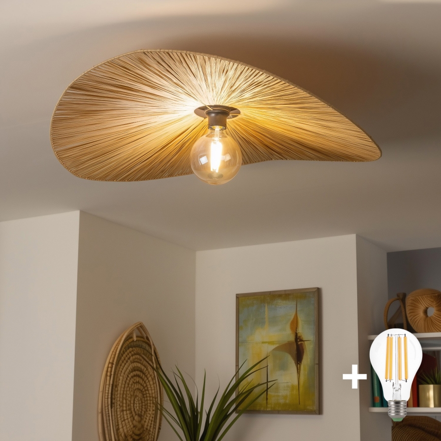 Brilagi - Plafonnier LED CERIA BOHO 1xE27/40W/230V Ø 80 cm raffia