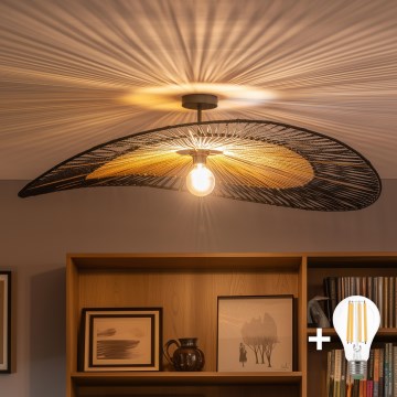 Brilagi - Plafonnier LED CERIA BOHO 1xE27/60W/230V Ø 100 cm noir/marron