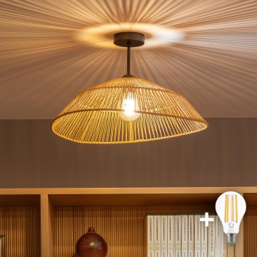 Brilagi - Plafonnier LED CERIA BOHO à montage apparent 1xE27/60W/230V, diam. 50 cm, noir/marron
