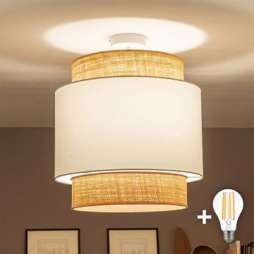 Brilagi - Plafonnier LED CERIA, montage affleurant, 1xE27/60W/230V, Ø 40 cm, beige/blanc