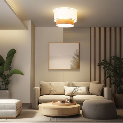 Brilagi - Plafonnier LED CERIA (montage en surface) 1xE27/40W/230V Ø 50 cm blanc/beige