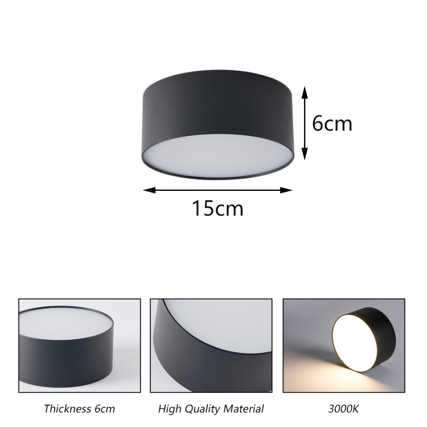 Brilagi - Plafonnier LED pour salle de bains FORIS LED/20W/230V Ø 15 cm noir IP44