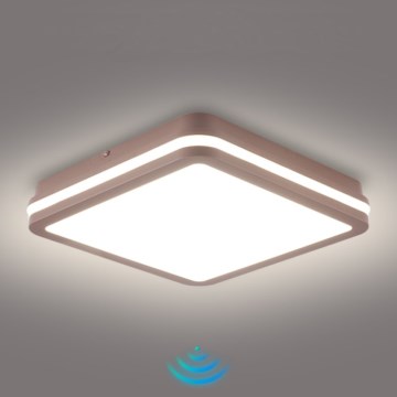 Brilagi - Plafonnier LED d'extérieur avec détecteur BENE LED/24W/230V 26x26 cm marron IP54
