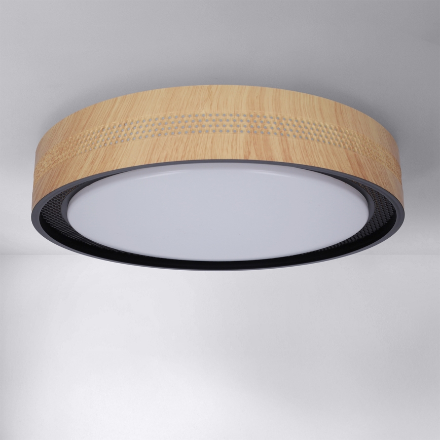 Brilagi - Plafonnier LED dimmable COCI LED/48W/230V 3000-6500K Ø 39 cm décor bois/noir + télécommande