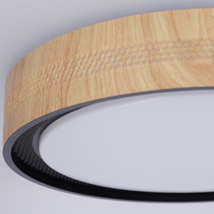 Brilagi - Plafonnier LED dimmable COCI LED/48W/230V 3000-6500K Ø 39 cm décor bois/noir + télécommande