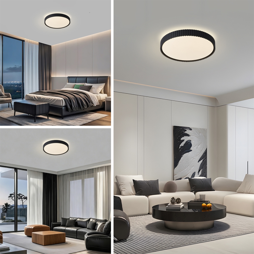 Brilagi - Plafonnier LED dimmable CORVO LED/54W/230V 3000-6000K noir Ø 40 cm + télécommande