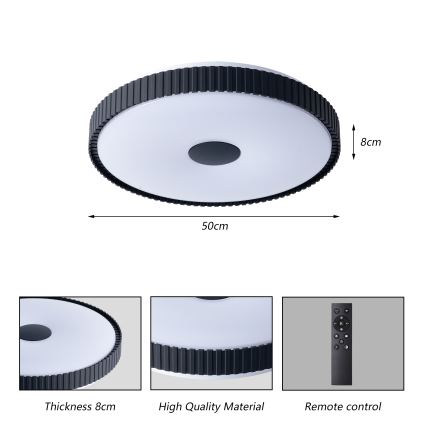 Brilagi - Plafonnier LED dimmable CORVO LED/72W/230V 3000-6000K noir Ø 50 cm + télécommande